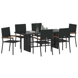 Ensemble de salle à manger pour jardin 7 pcs Noir polyrotin 636759636759