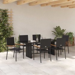 Ensemble de salle à manger pour jardin 7 pcs Noir polyrotin 636759636759