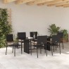 Ensemble de salle à manger pour jardin 7 pcs Noir polyrotin 636759636759