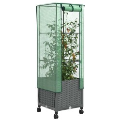 Jardinière de jardin avec couverture de serre et roues PP 636762636762