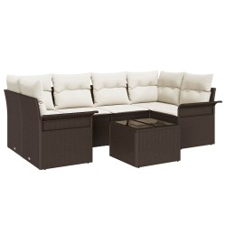 Ensemble de canapé de jardin 7 pcs Marron polyrotin 636763636763