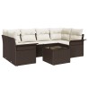 Ensemble de canapé de jardin 7 pcs Marron polyrotin 636763636763