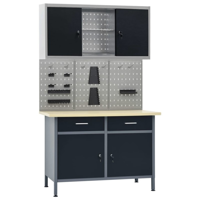 Établi avec 3 panneaux muraux et 1 armoire 636775636775