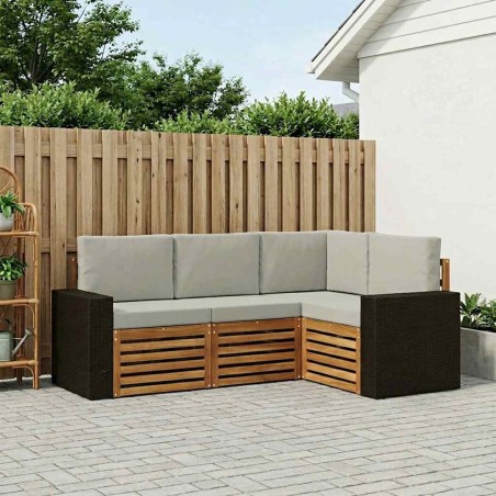 Ensembles de canapés avec coussin 4 pcs Bois d'Acacia Massif 636776636776
