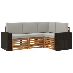 Ensembles de canapés avec coussin 4 pcs Bois d'Acacia Massif 636776636776