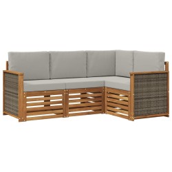 Ensembles de canapés avec coussin 4 pcs Bois d'Acacia Massif 636787636787