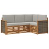 Ensembles de canapés avec coussin 4 pcs Bois d'Acacia Massif 636787636787
