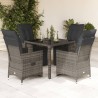 Ensemble de bistro de jardin 5 pcs coussins gris poly rotin 636789636789
