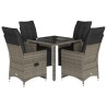 Ensemble de bistro de jardin 5 pcs coussins gris poly rotin 636789636789