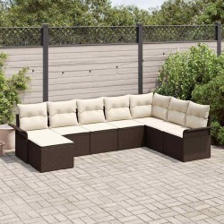 Ensemble de canapé de jardin 8 pcs Marron polyrotin 636790636790