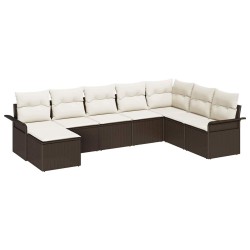 Ensemble de canapé de jardin 8 pcs Marron polyrotin 636790636790
