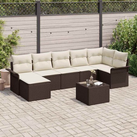 Ensemble de canapé de jardin 8 pcs Marron Poly rotin 636792636792