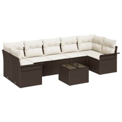 Ensemble de canapé de jardin 8 pcs Marron polyrotin 636794636794