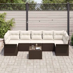 Ensemble de canapé de jardin 8 pcs Marron polyrotin 636794636794