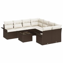 Ensemble de canapé de jardin 9 pcs Marron Poly rotin 636795636795