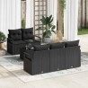 Ensemble de canapé de jardin avec coussin 6 pcs Noir polyrotin 636798636798
