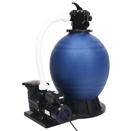 Filtre à sable avec vanne 7 voies et pompe 1000 W Bleu et noir 636799636799