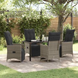 Ensemble de salle à manger pour jardin 5 pcs Gris polyrotin 636802636802