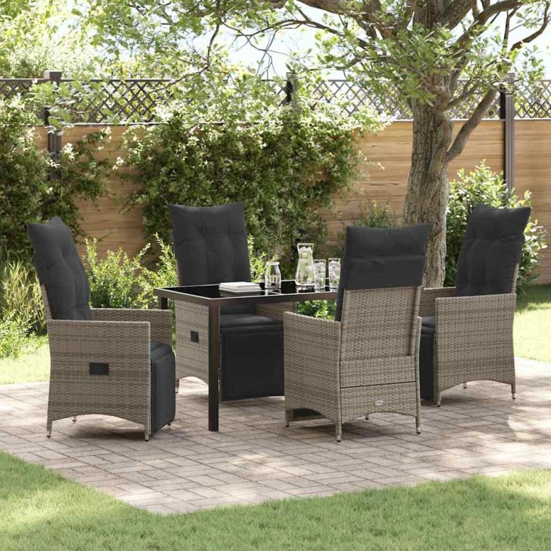 Ensemble de salle à manger pour jardin 5 pcs Gris polyrotin 636802636802