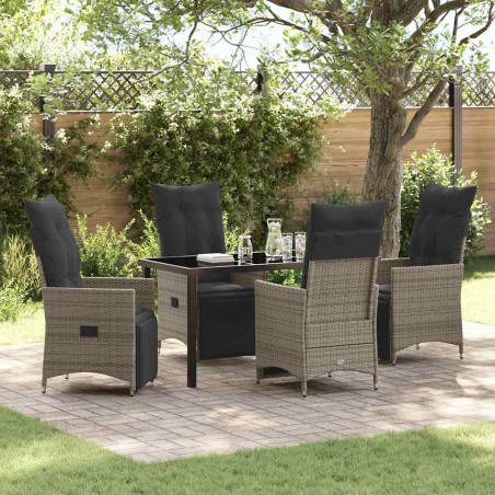 Ensemble de salle à manger pour jardin 5 pcs Gris polyrotin 636802636802