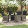 Ensemble de salle à manger pour jardin 5 pcs Gris polyrotin 636802636802