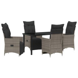 Ensemble de salle à manger pour jardin 5 pcs Gris polyrotin 636802636802
