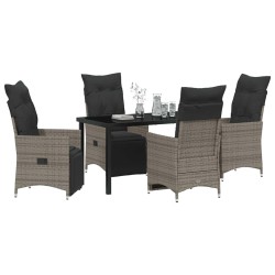 Ensemble de salle à manger pour jardin 5 pcs Gris polyrotin 636802636802