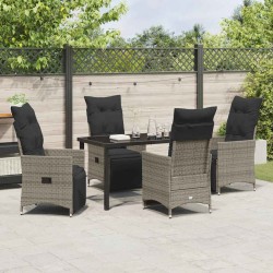 Ensemble de salle à manger pour jardin 5 pcs Gris polyrotin 636802636802