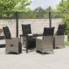 Ensemble de salle à manger pour jardin 5 pcs Gris polyrotin 636802636802