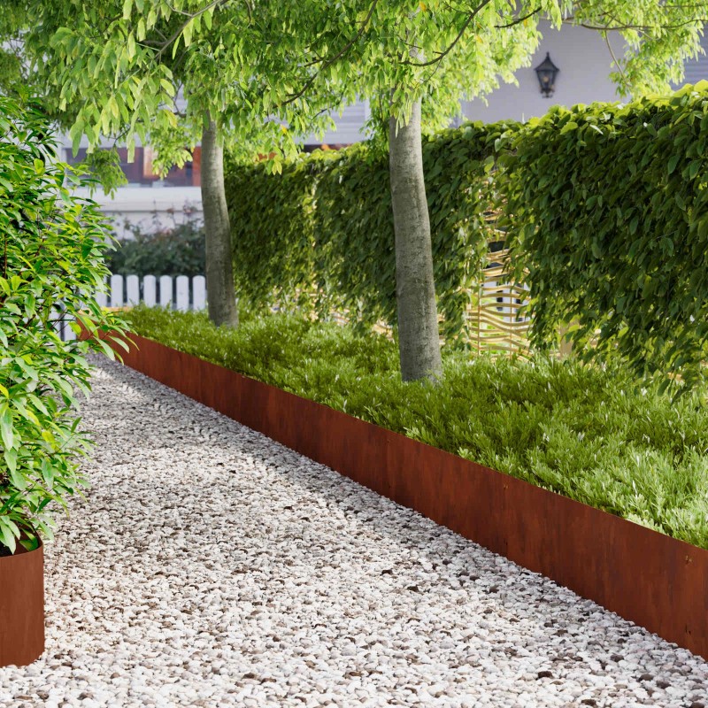 Bordure de Pelouse 20 pcs 103 x 30 cm Acier Rouillé 636803636803