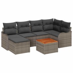 Ensemble de canapé de jardin avec stockage 7 pcs Gris polyrotin 636806636806