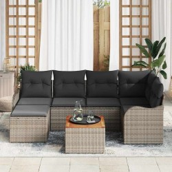 Ensemble de canapé de jardin avec stockage 7 pcs Gris polyrotin 636806636806