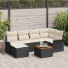 Ensemble de canapé de jardin 7 pcs Noir et Crème polyrotin 636811636811