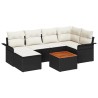 Ensemble de canapé de jardin 7 pcs Noir et Crème polyrotin 636811636811
