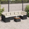 Ensemble de canapé de jardin 8 pcs Noir et Crème polyrotin 636814636814