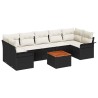 Ensemble de canapé de jardin 8 pcs Noir et Crème polyrotin 636814636814