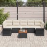 Ensemble de canapé de jardin 8 pcs Noir et Crème polyrotin 636814636814