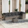 Salon de jardin avec coussins 7 pcs gris résine tressée 636815636815
