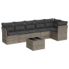 Salon de jardin avec coussins 7 pcs gris résine tressée 636815636815