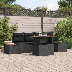 Ensemble de canapé de jardin 6 pcs Noir Poly rotin 636821636821