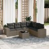 Salon de jardin avec coussins 7 pcs gris résine tressée 636822636822