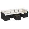 Ensemble de canapé de jardin 8 pcs Noir et Crème polyrotin 636824636824