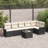 Ensemble de canapé de jardin avec coussin 7 pcs Noir Poly rotin 636830636830