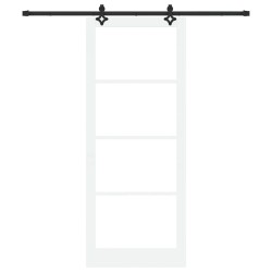 Porte coulissante Blanc 93 x 232 cm Bois de pin massif et verre 636834636834