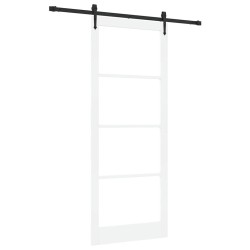 Porte coulissante Blanc 93 x 232 cm Bois de pin massif et verre 636836636836