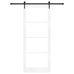 Porte coulissante Blanc 93 x 232 cm Bois de pin massif et verre 636836636836