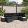 Ensemble de canapé de jardin avec coussin 7 pcs Noir Polyrotin 636842636842