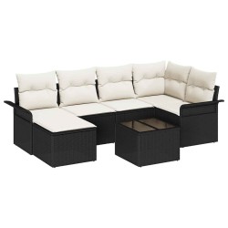 Ensemble de canapé de jardin avec stockage 7 pcs Noir polyrotin 636844636844