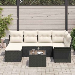 Ensemble de canapé de jardin avec stockage 7 pcs Noir polyrotin 636844636844