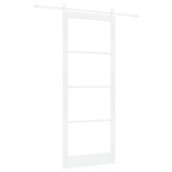 Porte coulissante Blanc 93 x 232 cm Bois de pin massif et verre 636848636848